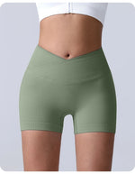 Cross-Back Yoga Shorts for Women - High-Waisted Tummy Control Fitness & Yoga Running Breathable Quick-Dry Shorts