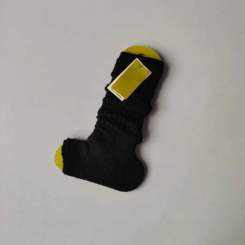 Women's warm knitted socks, autumn and winter Korean version long leg stacked socks, solid color warm dance yoga knitted socks
