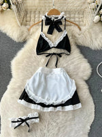Women's Sexy Bow Lace-Up Sensual Dress Set Fashion Uniform - Trendy Comfortable Dress Ensemble for Adults New