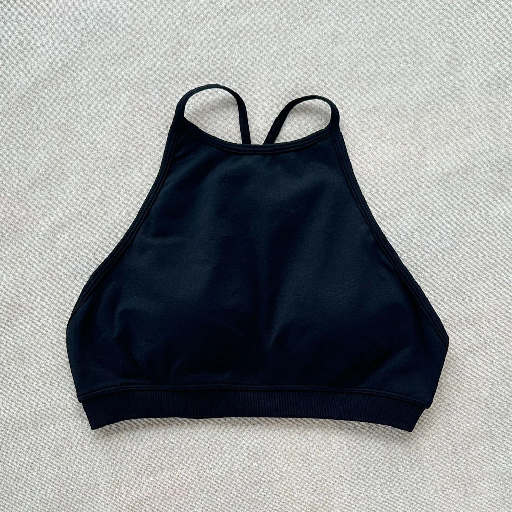 Drdfnamic High Neck Backless Sports Bra Support Back Cross Fitness Underwear Push-up Gym Clothes Workout Sports Tank Top XP400