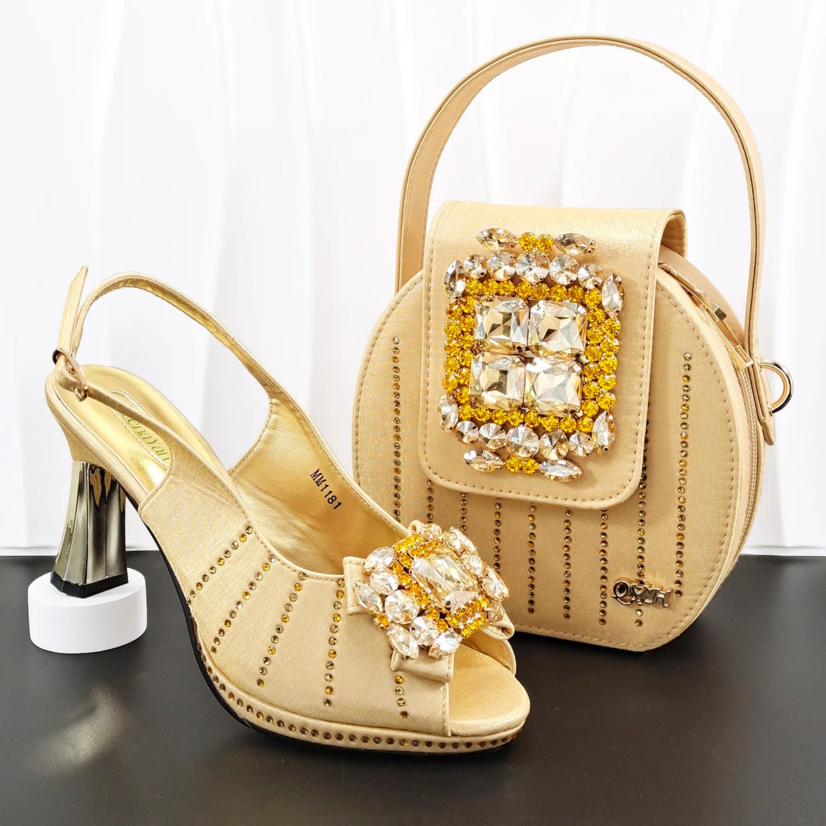 doershow Italian Shoes And Bag Sets For Evening Party With Stones Italian Leather Handbags Match Bags! HB1-1