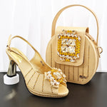 doershow Italian Shoes And Bag Sets For Evening Party With Stones Italian Leather Handbags Match Bags! HB1-1