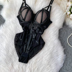 MOYISU Sexy Instagram Viral Bodysuit Women Pure & Sexy Sheer Mesh Halter Push Up Pads Summer Lingerie Euro Style Hot Sale SG