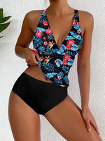 New Sexy Deep V Bikini Set Strappy Halter Swim Top & High Waist Panties Women's Printed Two Piece Swimsuit Beach Bathing Suit