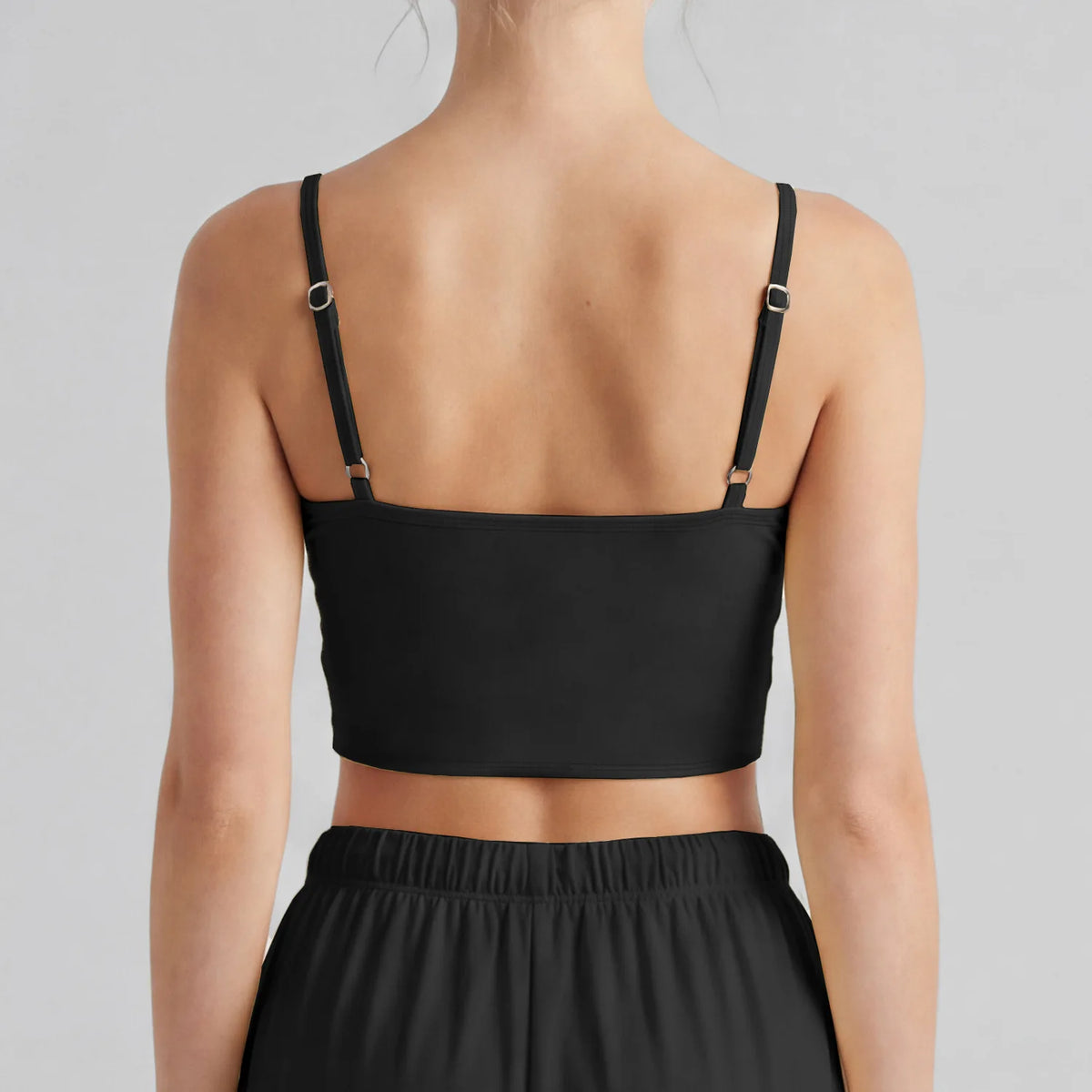 Color-block Fake Two-piece Yoga T Shirts Women Thin Straps Bow Padded Slim Sports Camisole Gym Running Training Fitness Tank Top