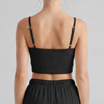 Color-block Fake Two-piece Yoga T Shirts Women Thin Straps Bow Padded Slim Sports Camisole Gym Running Training Fitness Tank Top