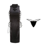 Women Sexy Chinese Traditional Cheongsam Qipao Dress Lingerie High Split Bandage Mini Uniform Dresses Costumes