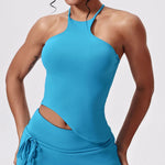 Tennis Suit Set Yoga Set Casual Outdoor Bra Golf Short Skirt Anti-light Running Pocket Fitness Suit Breathable Sports Tank Top
