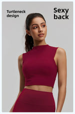 Women's Yoga Tank Top Highly Stretchy, Slightly High-Neck Sports Bra with Built-In Cups Lifts and Shapes The Bust Sexy Fitness