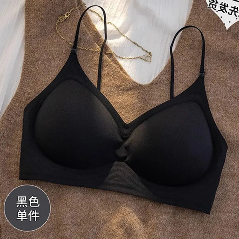 Summer Seamless Crop Top Bra Small Chest Gathered Thin Straps Back Accentuating Bralette Beachwear Light Support Wirefree AU