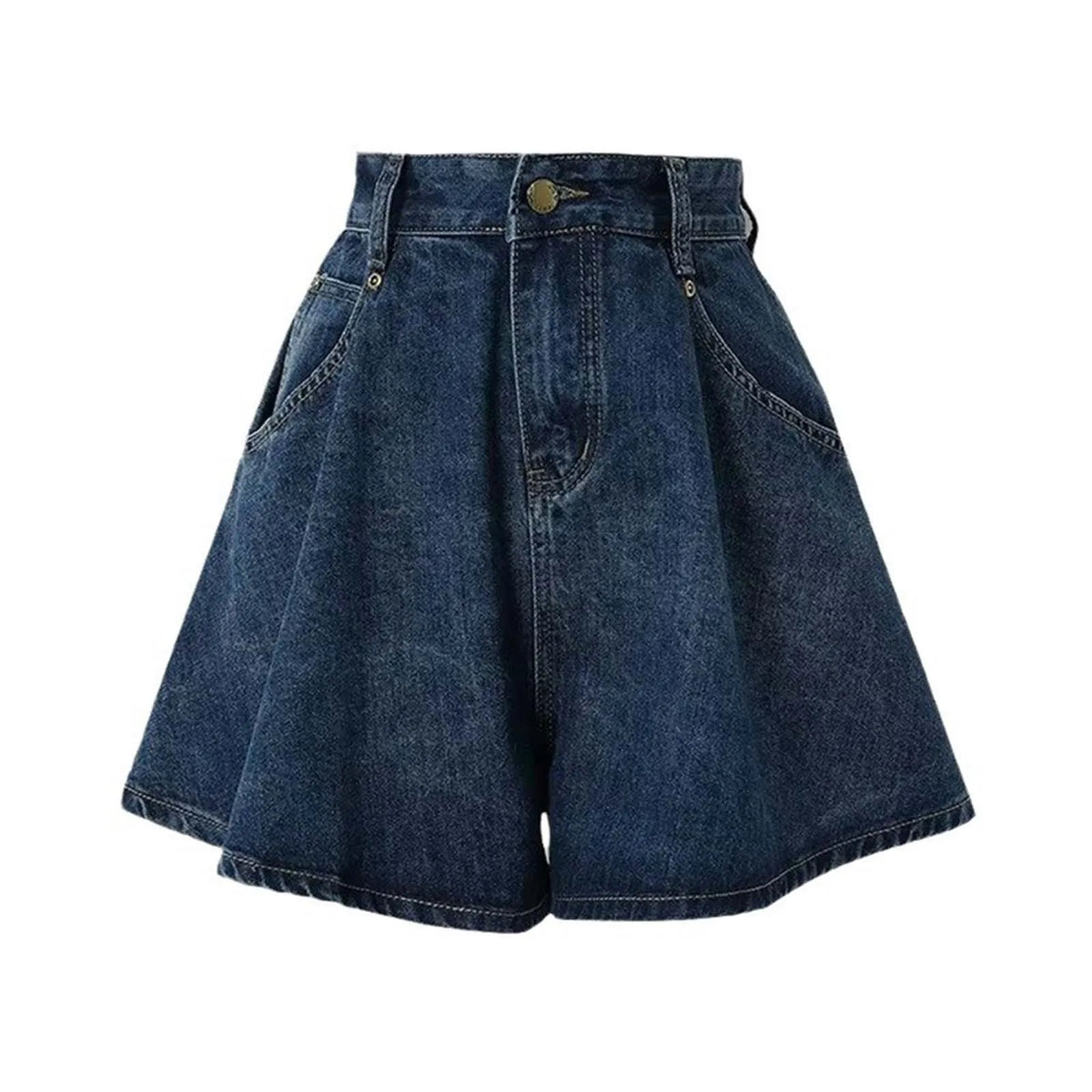 Pleated High Waist Denim Skirt Plus Size Denim Shorts For Women Summer Casual Wide Leg Slim A Line Skirt Elegant Girl Hot Pants