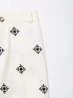 Foridol Geometric Embroidery Wide Leg Spring Summer Women Beige Long Pants Zip Fashion Trousers Pantalones De Mujer Autumn Pants