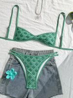 XS - XL Flowers Printed High Leg Cut Bikini Female Swimsuit Women Swimwear Two-pieces Bikini set Bather Bathing Suit Swim Lady