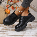 Women Spring New Black Platform Flats Shoes Women Loafers Slip on Boat Shoes Designer Casual Leather Oxfords 2026