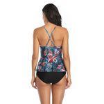 Summer Swimwear for Women Tankini Swimsuit Vintage Sunflower Print Bathing Suit 2XL Striped Beachwear Female Women's Swimwear