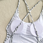Printed Extreme Mini Micro Thong Women Swimwear One Piece Swimsuit Female Cross Back High Cut Monokini Bather Bathing Suit Swim