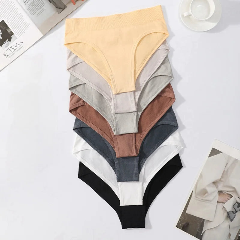 7Pcs/Set Panties Women Seamless Underwear High Rise Briefs Female Underpants Solid Color S-XXXL Sexy Lingerie Comfort Intimates