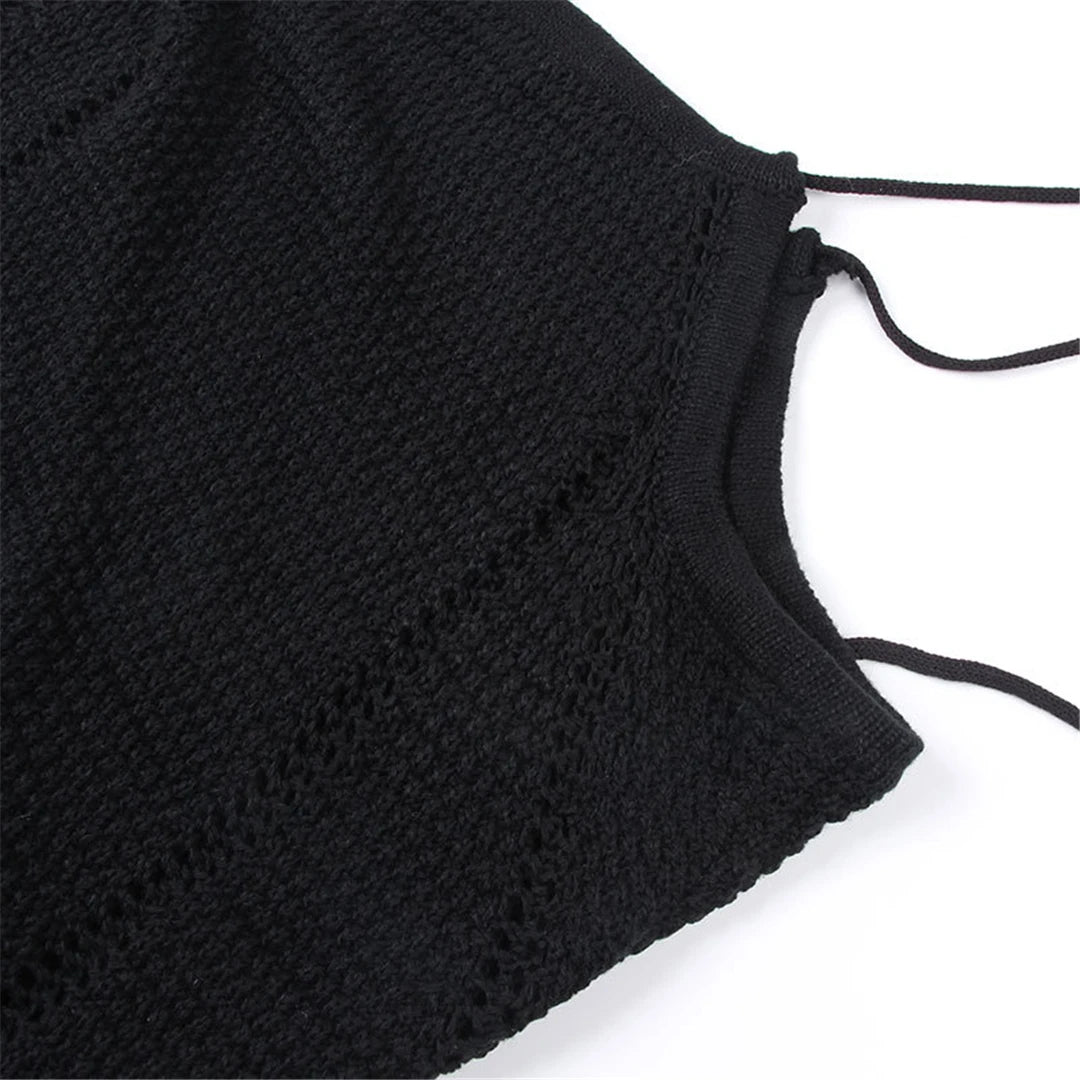 2PCS Set Sexy With Top Halter Crochet Knitted Dress Tunic Beach Cover Up Cover-ups Beach Dress Beachwear Female Women V4885W
