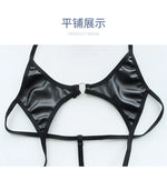 Sexy Jumpsuit patent leather bikini Straps Bandage Bodysuit Beach Girl One-piece Bikini Costume Women Pajamas Lingerie Uniform