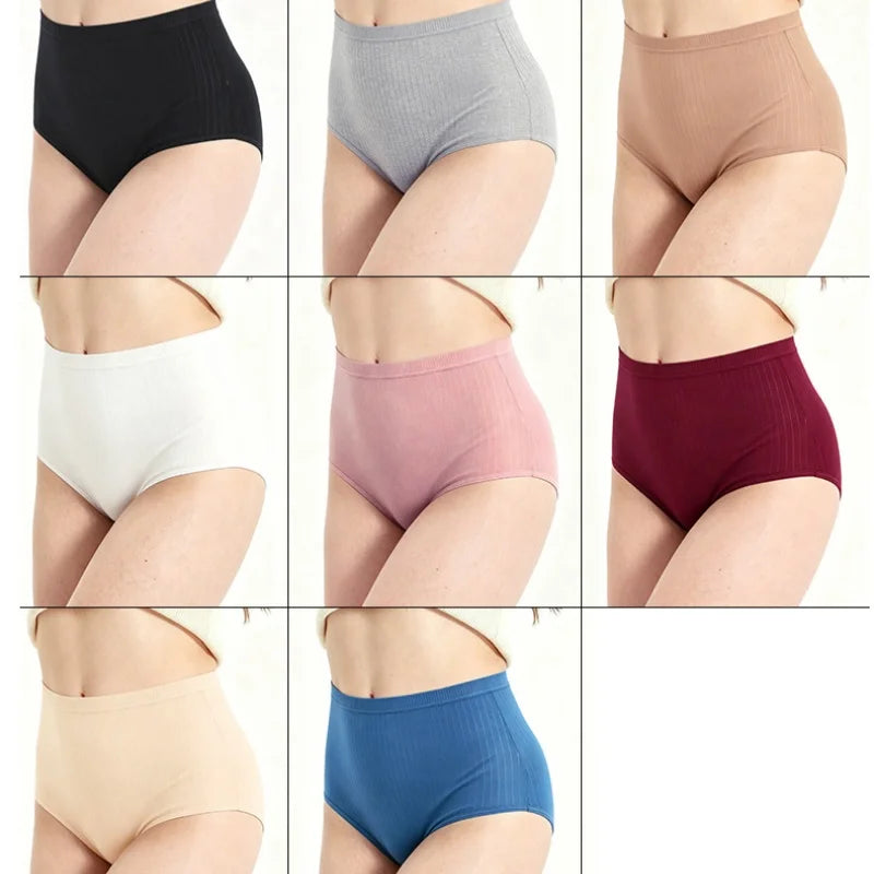 3Pcs/Set Women High Waist Panties Cotton Briefs Tummy Control Underwear Sexy Lingerie Breathable Full-Coverage Underpants S-XXL