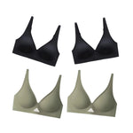 4Pcs/Set Seamless Bras For Women Non-wire Bra Push Up Deep V Underwear Female Invisible Padded Brasiere Sexy Lingerie