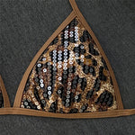 Sexy Brown Leopard Sequin Swimwear Halter String Triangle Bikini Femmes Women 2026 Micro Thong Swimsuit Bikinis Sets De Mujer