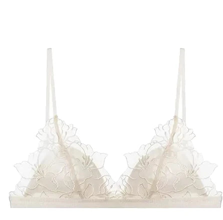 MOYISU Pure Desire Victoria French Lace Embroidered Lingerie Women's Thin Cup Triangle Cup Bra Set Comfortable No Underwire