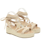 2024 Big Size 43 Women's Comfy Walking Wedge Espadrilles Sandals Summer Leisure Round Toe Platform Ankle Strap Shoes