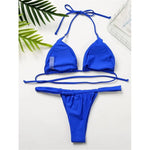 Wrinkled High Cut Mini Micro Thong Bikini Women Swimwear Female Swimsuit Two-pieces Bikini Set Halter Bather Bathing Suit Swim