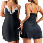 Deep V Bras Sexy Underwear Nightdress Set With Thong Hot Selling Night Intimate Clothing Women Spaghetti Strap Lingerie Pajamas
