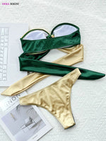 DEKA Brazilian Bikini Set Sexy Push Up Patchwork Swimwear Women Bandage Swimsuit High Waist Biquini Contrasting Bathing Suit