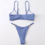 11 Colors Sexy Ribbed High Cut Bikini Women Swimwear Female Swimsuit Two-piece Bikini Padded set Bather Bathing Suit Swim V7111B