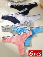 6Pcs/Set Women Thongs Cotton Panties Plus Zise Underwear Sexy G-String Low Waist Briefs Underpants Comfortable Lingerie S-XL