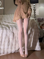 New Pure Desire Style Hollow Out Lace Fishnet Pantyhose Vertical Striped Jacquard Sexy Sweet Solid Color Pantyhose Charming EKQ3