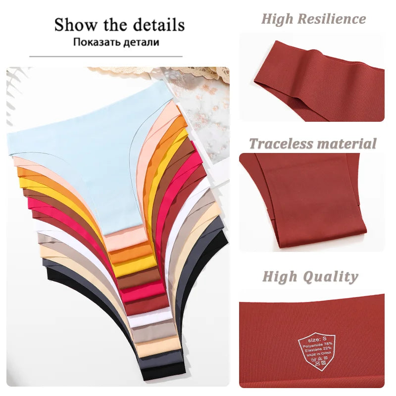 3PCS Seamless Panties Ultra-thin Brazilian Maillard panties Women Ice Silk Underwear Sexy Panty Low Waist G-string Female Solid