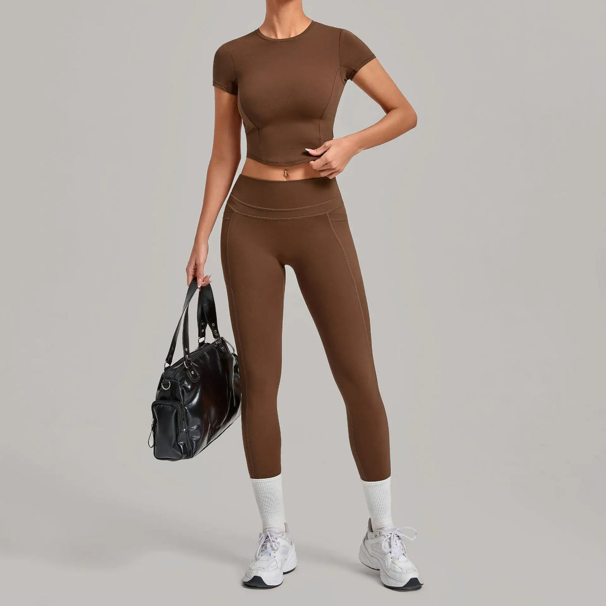 Women's Seamless Yoga Sets Sports Fitness Hip-lifting High Waist Pants Slim Fit Short-sleeve Suits Workout Running Training Sets