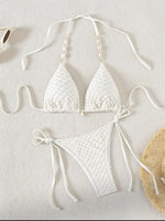 Sexy White Shell String Bikini 2026 Women Luxury Push Up Bra Tie Side Thong Swimsuit Brazilian Beach Bathing Suit Micro Swimwear