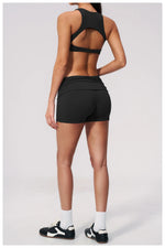 Tight Yoga Clothes Women Speed Drying Shock-absorbing Sports Vest Fitness Suits Outwear Gym Flip Waist Shorts Workout Clothes
