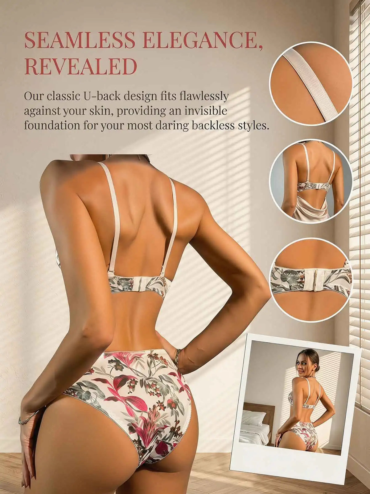 Fashionable high-quality floral printed underwear set anti sagging women's set 2-piece Lingerie Set A2134
