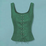Women Vest Lace-up Strap Renaissance Vinatge Square Neck Sleeveless Medieval Slim Fit Halloween Cosplay Performance Top