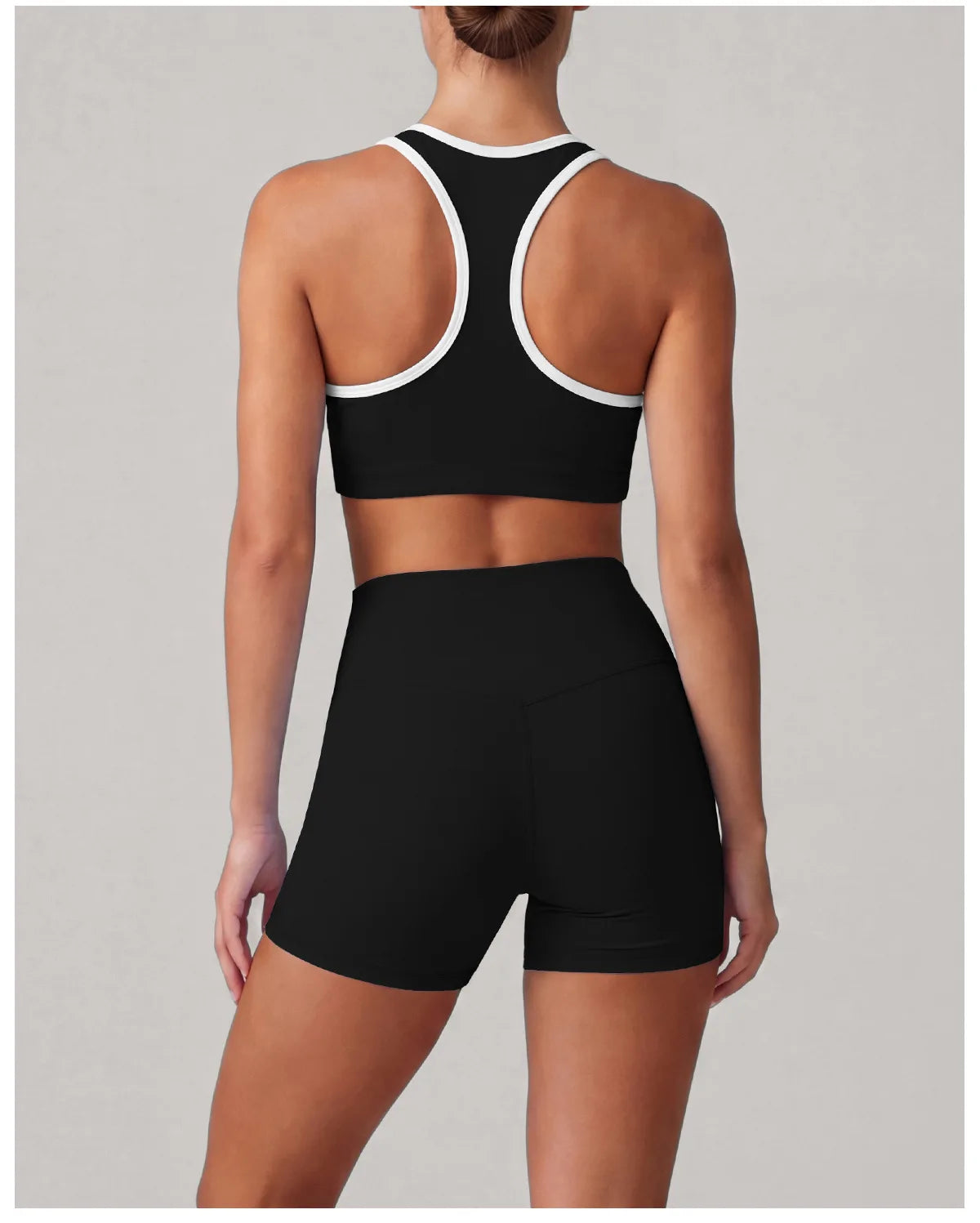 Summer 2 Pieces Yoga Sets Women Color Contrast Back I-shaped Shockproof Sports Bra High Waist Shorts Gym Fitness Suit Tracksuit