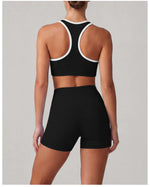 Summer 2 Pieces Yoga Sets Women Color Contrast Back I-shaped Shockproof Sports Bra High Waist Shorts Gym Fitness Suit Tracksuit