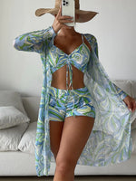 3 Pieces Sexy Print Bikini 2026 Women High Waist Swimsuit & Kimono Swimwear Female Lady Bathing Suit Swimming Summer Beachwear