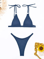 Ring Link Bikini 2025 Solid Sexy Swimsuit Women Padded Swimwear Female Bathers Bathing Swimming Swim Suit Beachwear