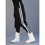 Striped Black Harem Pants for Women 2025 New Wide Casual Pockets Female Sportwear Trousers Ladies Bottpms 55977