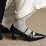 2026 Metal Buckle Hollow Sandals Office girl PointedThin Heel Patent Leather Fashion Single Shoe 35-42 Big Size Women Shoes