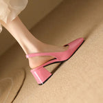 NASBAVI Slingback Sandals Summer Shoes Elegant Pink Black Nude Medium Heels Pumps Close Toe Office Party Shoe Female Large Size