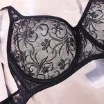 Bra For Womens Underwear Lace Bra Underwire BH Hollow Out Embroidery Perspective Sexy Lingerie Tops Plus Size Brassiere