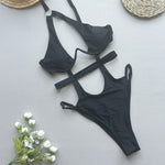 New 2026 Women One-piece Suit Swimwear Sexy Hollow Out Backless Swimwear High Waist Slim Bodysuit Beachwear Irregular Nightwear