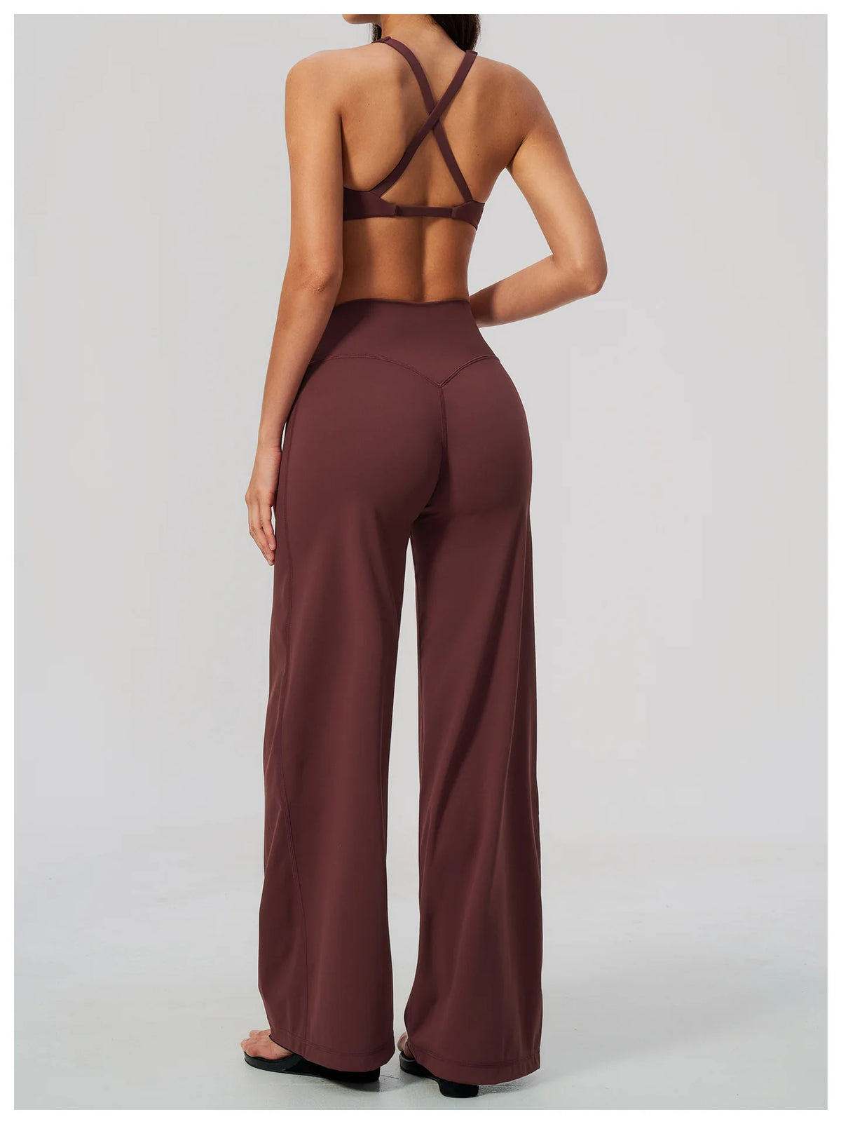 Summer 2 Piece Yoga Sets Women Tight Back Cross Sports Bra High Waist Peach Hip Wide Leg Pants Gym Running Fitness Workout Suits